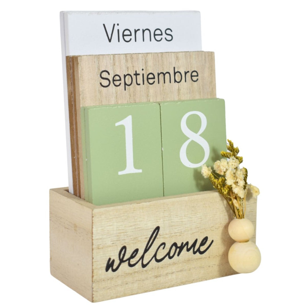 Calendario Perpetuo Bloques De Madera 11x16x5cm Manual