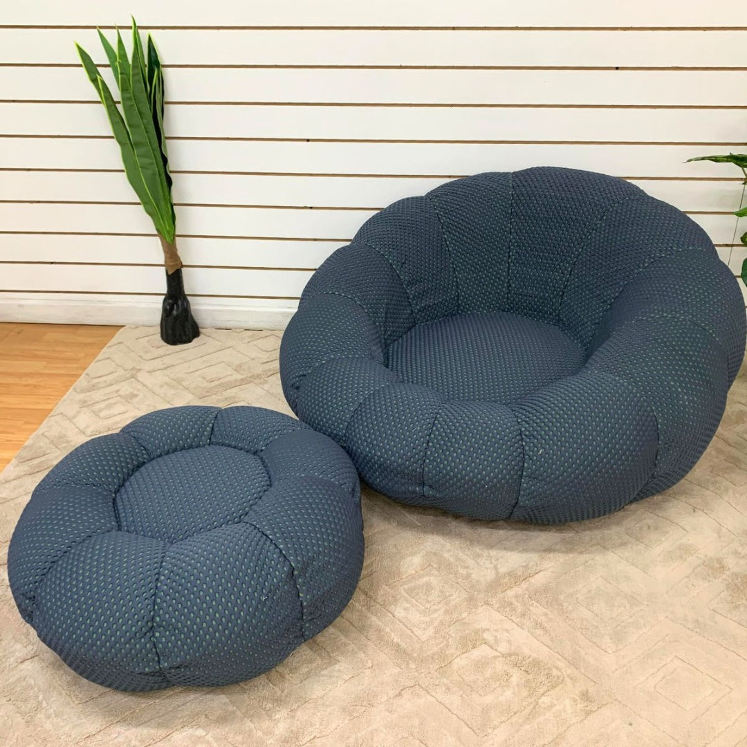 Puf Con Reposapiés De Espuma Comprimida 100x110x60cms