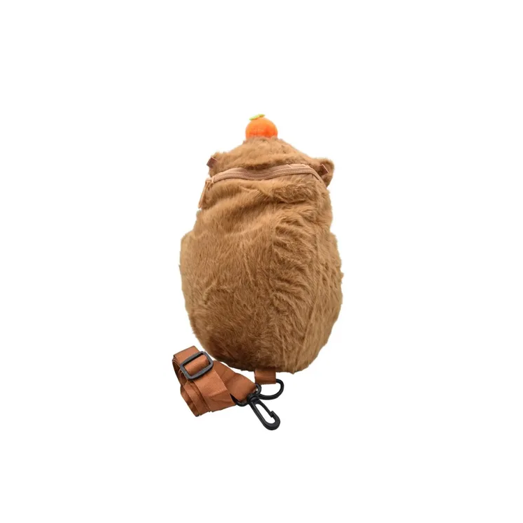 Mochila Peluche Capibara Carpincho Con Correa Y Bolsillo