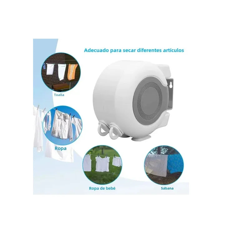 Tender De Ropa Doble Linea 13mts Tendedero D Pared Retractil