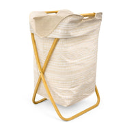Canasto Plegable Para Ropa 70x44x34cm Madera Y Tela