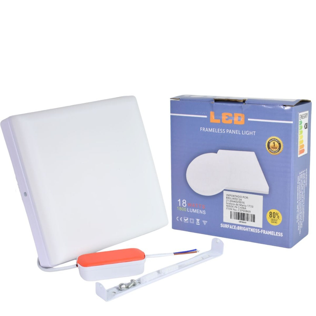 Plafon Led Cuadrado De Superficie 12.5cm 18w Luz C/f
