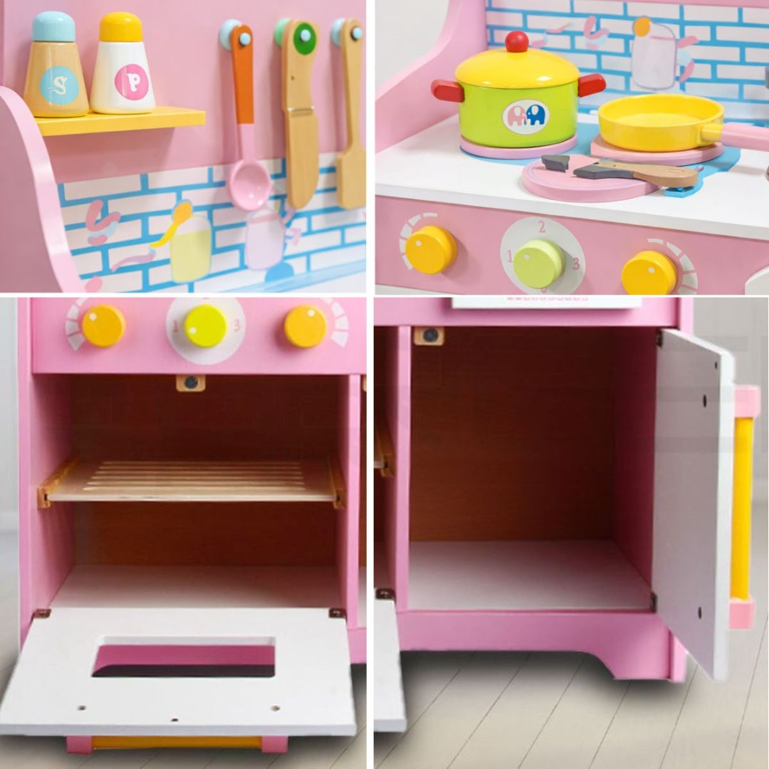 Cocina De Madera Con Accesorios 63x48x30cm