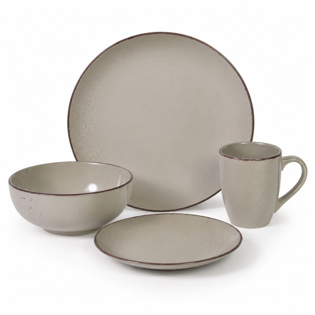 Set De Vajilla Para La Cocina Hogar En Cerámica 16pcs Crema