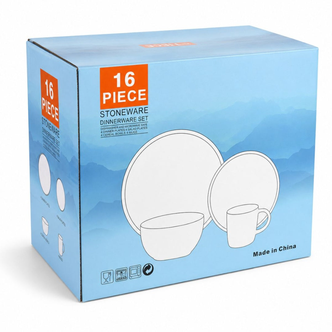 Set De Vajilla Para La Cocina Hogar En Cerámica 16pcs Crema