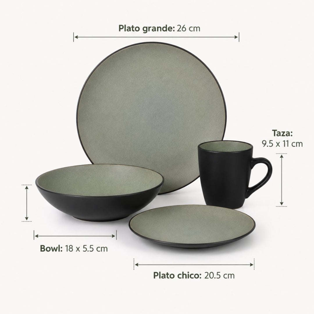 Set De Vajilla Para La Cocina Hogar En Cerámica 16pcs Crema