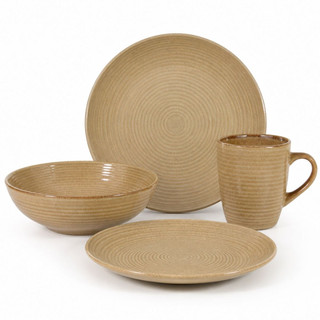Set De Vajilla Para La Cocina Hogar En Cerámica 16pcs Crema