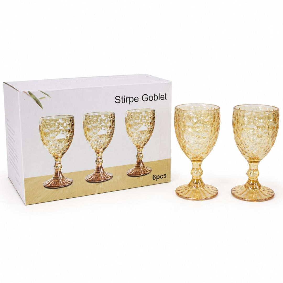 Copas De Vidrio Texturizadas X6 Unidades Ámbar 320ml