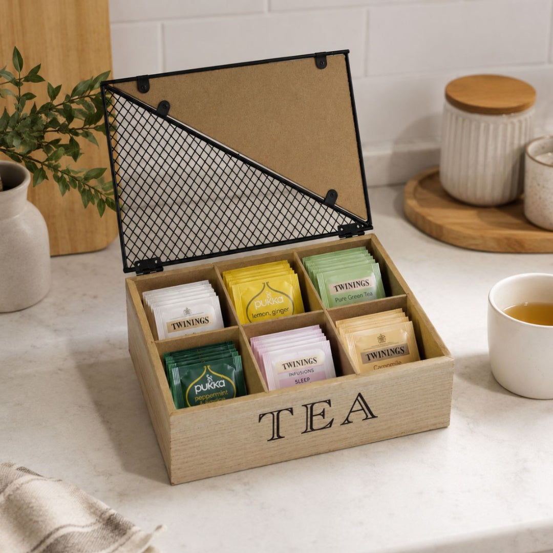 Organizador De Té Estilo Industrial - Madera Marrón