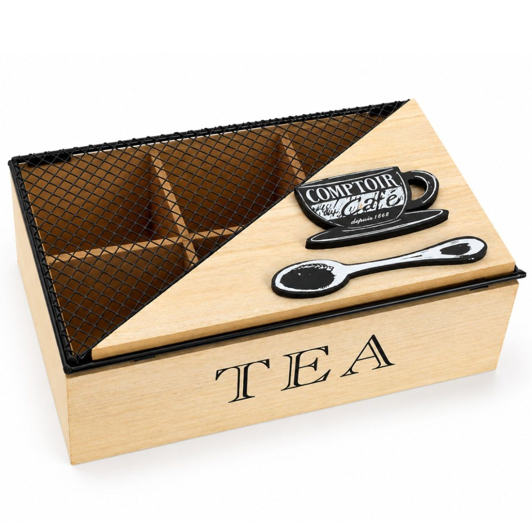 Organizador De Té Estilo Industrial - Madera Marrón