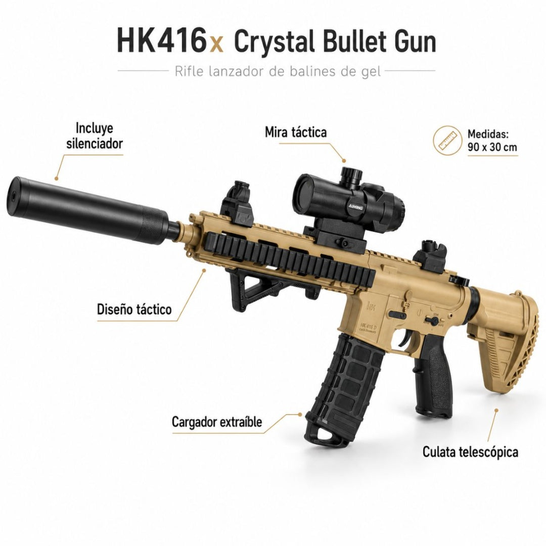 Rifle Recargable Pistola Balines De Hidrogel Y Mira Ajustable