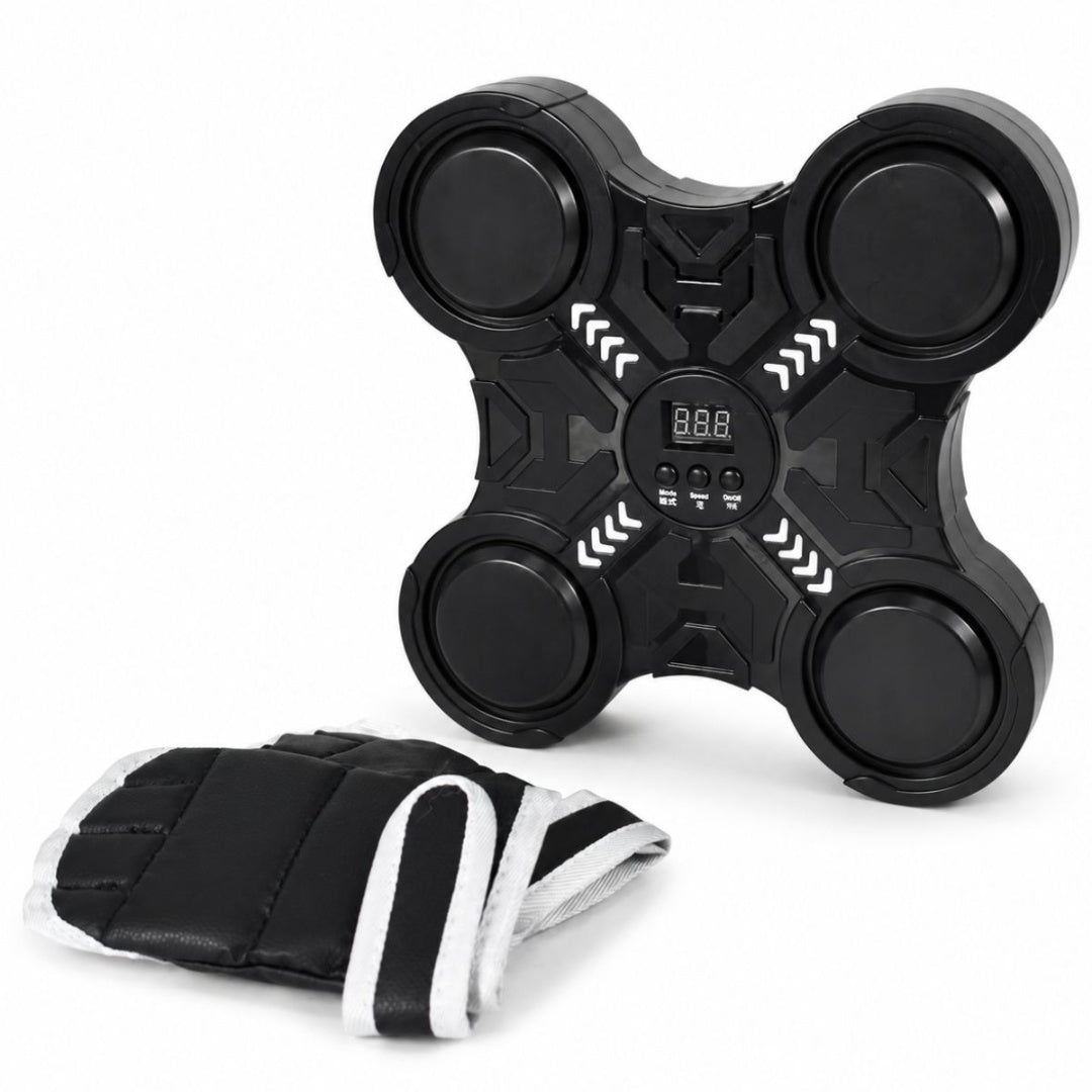 Máquina De Boxeo Musical Pared Con Luces + Guantes Incluidos Negro