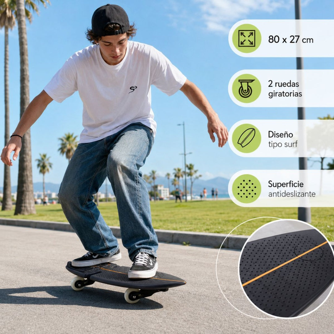 Skate De 2 Ruedas Waveboard 27x81 Cm Con Ruedas Dobles