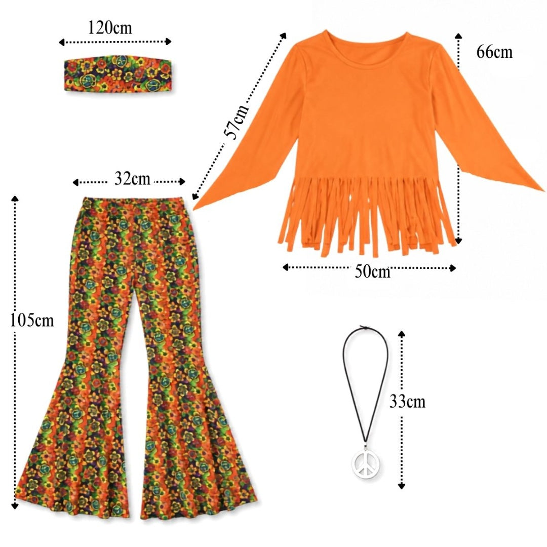 Disfraz Adulto Hippie Conjunto Retro Nostalgia + Accesorios