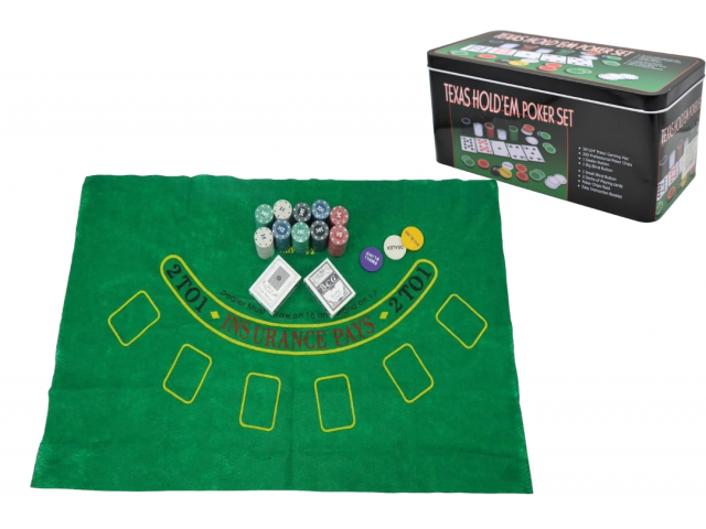 Cartas De Poker Set De 200 Fichas Y Paño En Lata Juego Mesa