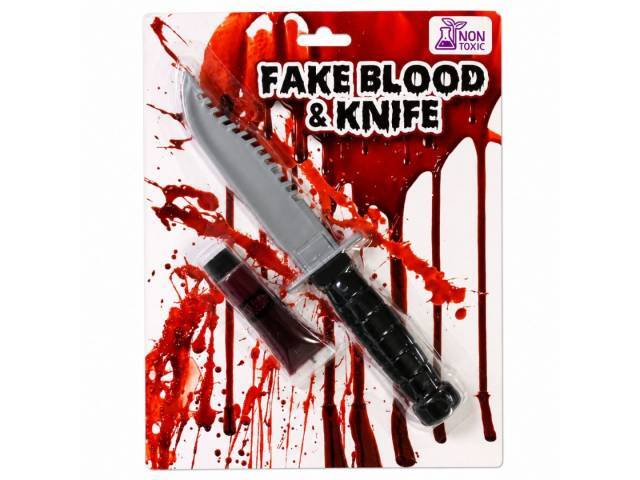 Set Sangre Falsa Para Halloween Con Cuchillo