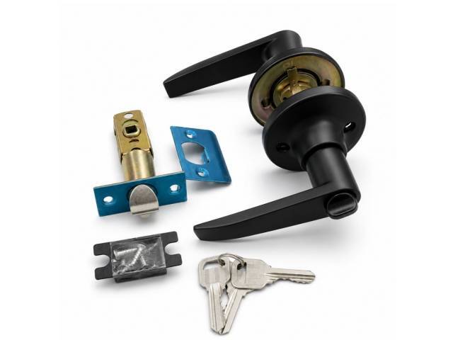 Cerradura De Manija Negro Mate Plateado Para Puerta