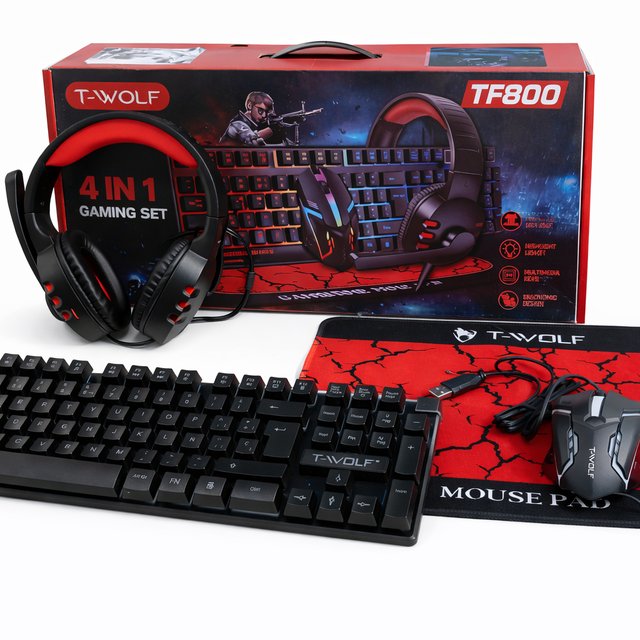 Combo Gamer 4 En 1 Audífonos Teclado Mouse Pad Rgb T-wolf