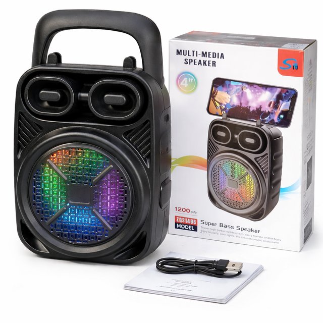 Parlante Pequeño Portátil Bluetooth Con Luces Negro
