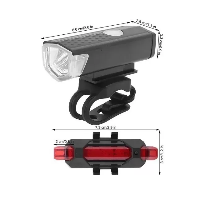Luces led bicicleta delantera y trasera recargables Usb Kit