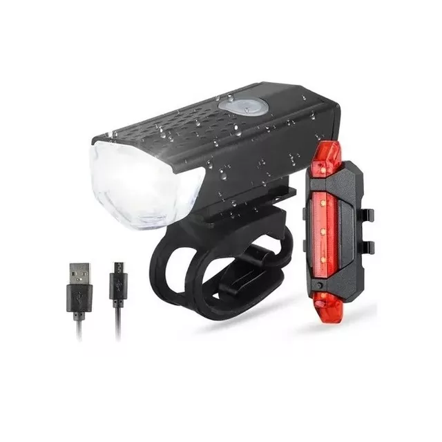 Luces led bicicleta delantera y trasera recargables Usb Kit