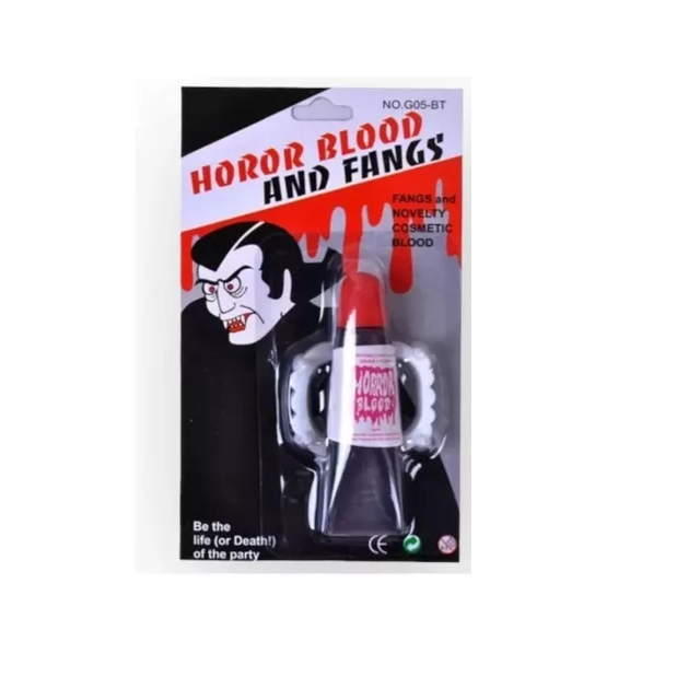 Dientes y sangre falsa para halloween
