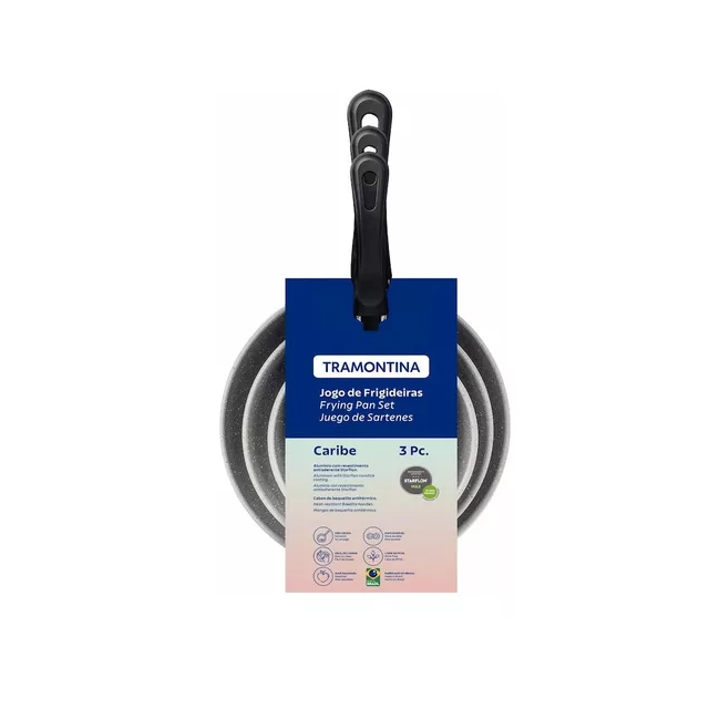 Juego de 3 sartenes 18, 20 y 24 cm tramontina caribe