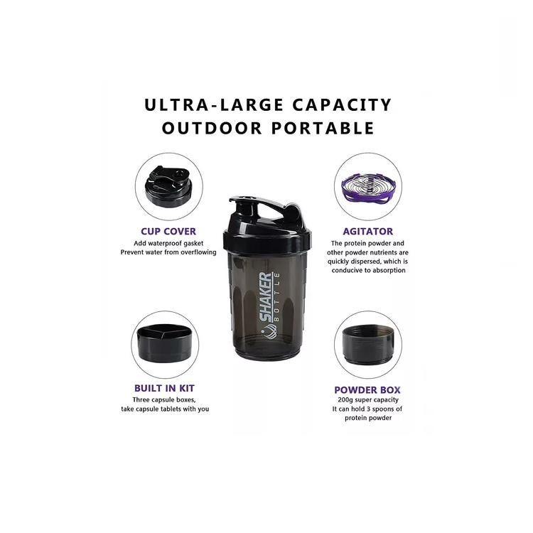 Shaker con 3 compartimientos pro