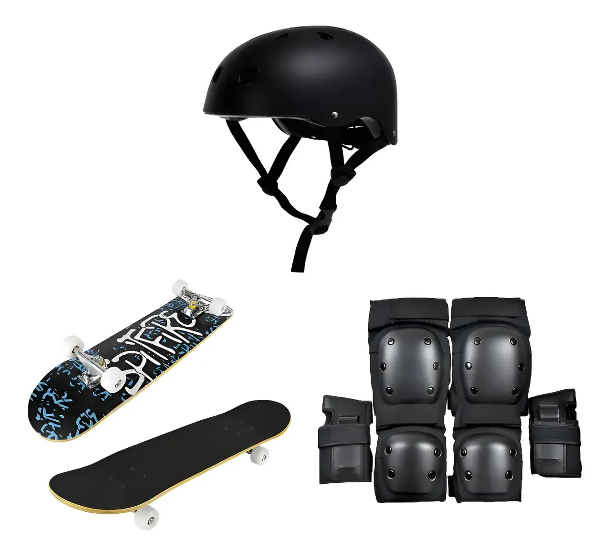 Skate Profesional 7 Capas Maple Canadá + Protecciones + Casco