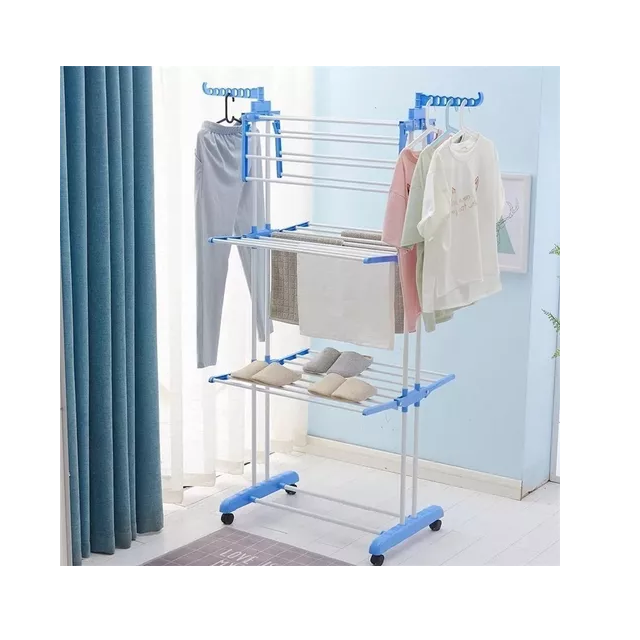 Tendedero triple plegable de pie para ropa