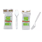 Cucharas o Tenedores de plastico pack de 25