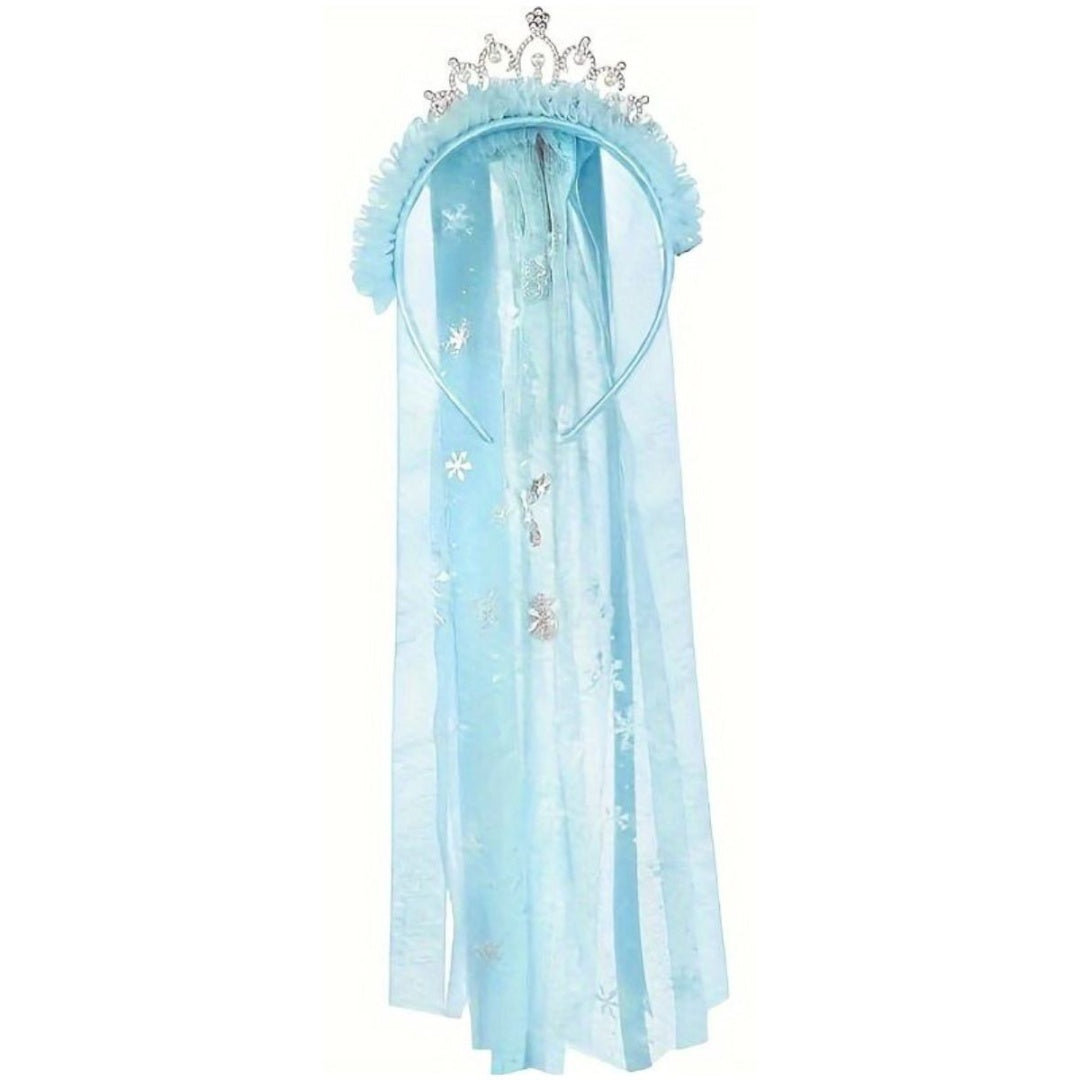 Vincha Corona Infantil Con Tul Celeste