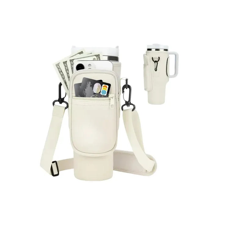 Bolso De Neopreno Para Vaso Térmico Celular Tarjetas Plata