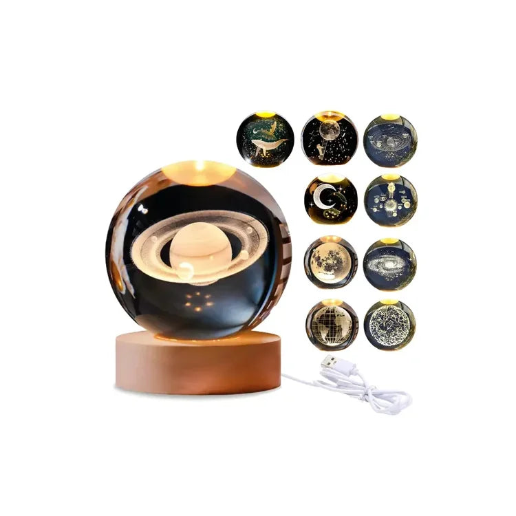 Lampara Veladora Esfera De Cristal Planeta Diseños Variados